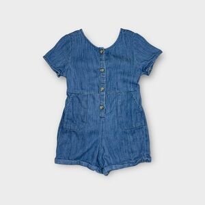 Old Navy Denim Chambray Button Keyhole Back Blue Romper